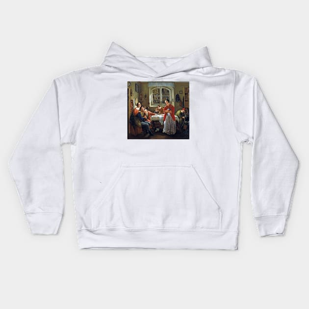 Moritz Daniel Oppenheim The Return of the Volunteer from the Wars of Liberation to His Family Still Living in Accordance with Old Customs Kids Hoodie by pdpress